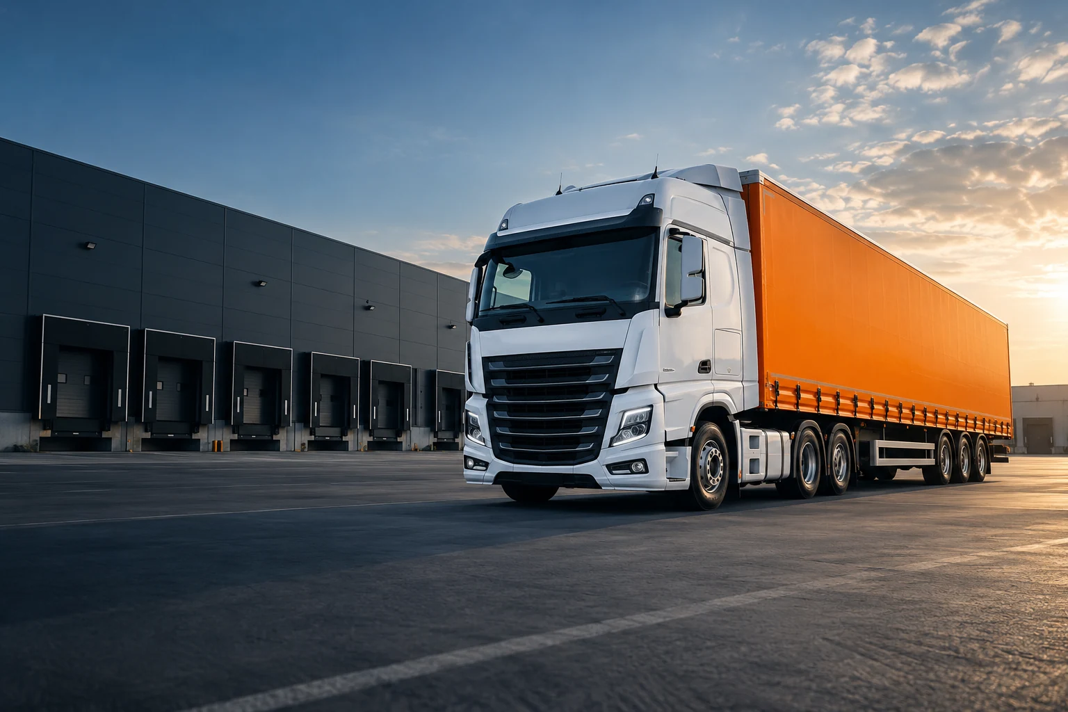 Truck at a European logistics centre
